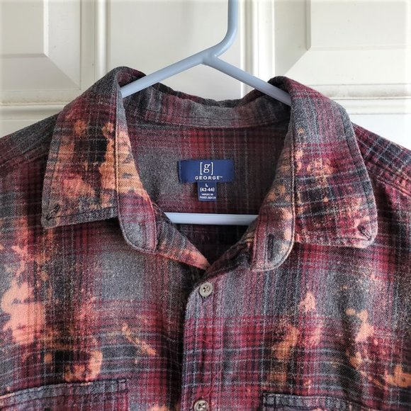 Upcycled Distressed Flannel Shirt With GUNS N' ROSES Tee On Back - L - Picture 4 of 5